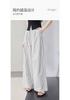 High waisted striped straight leg wide leg pants with crotch covering
