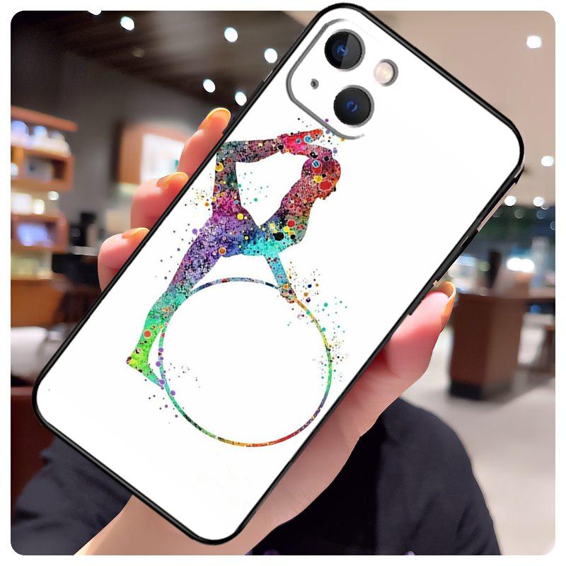 Gymnastics Watercolor Printing Case For iPhone 17 Pro Max 15 14 13 11 12 16 Pro Max mini 15 16 Plus 16e 17 Air Phone Cover