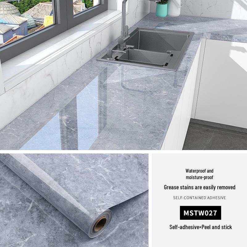 Waterproof, Oil-Proof Marble Self-Adhesive Wallpaper for Bathroom, Kitchen, Living Room, and Toilet Renovation.