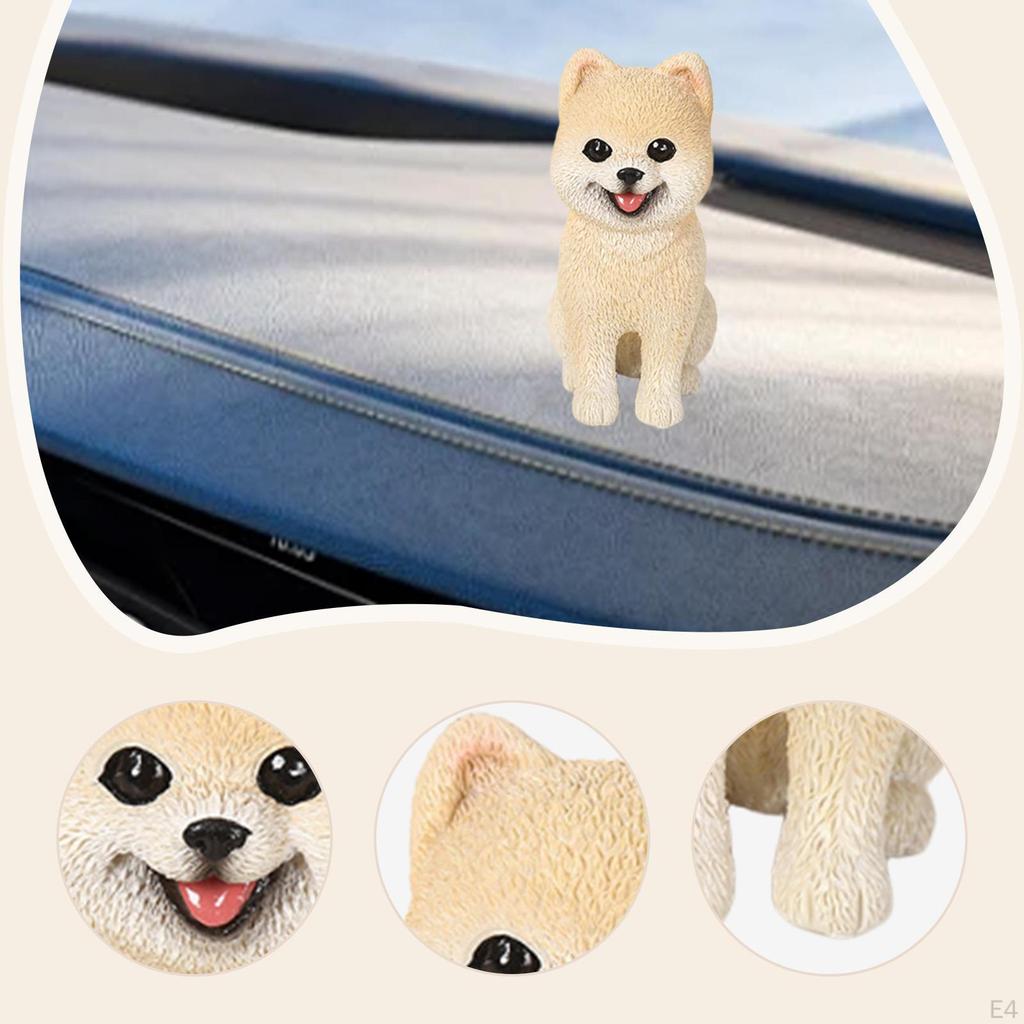 Zwergspitz Hund Figur Skulptur Tragbare Autodekoration Heimschmuck Welpenstatue