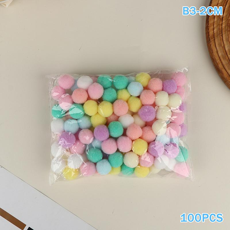 10-30MM Soft Fluffy Pom Poms 100Pcs for Kids DIY Craft Supplies Handmade Art Balls Decor Projects
