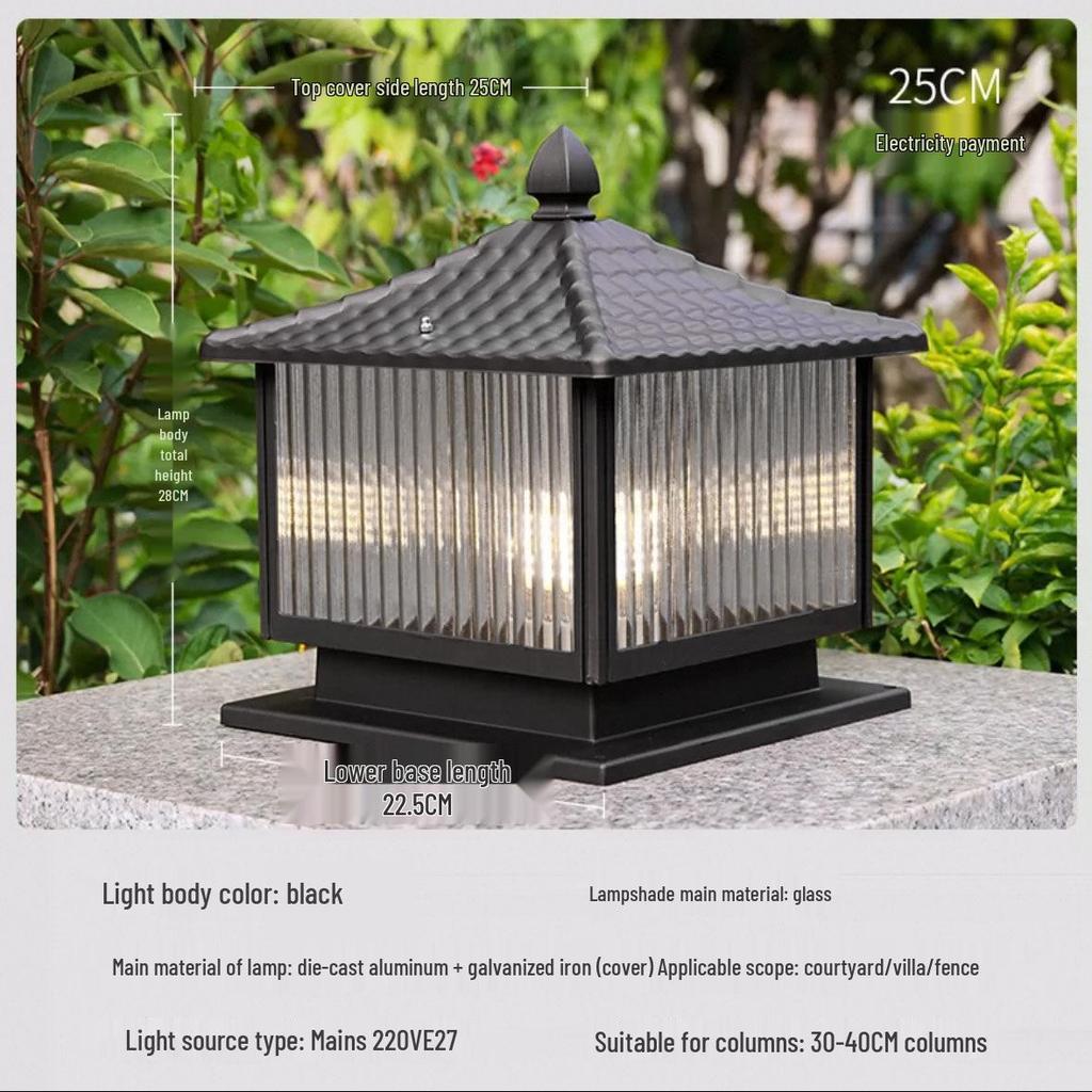 Solar Waterproof Outdoor Garden Post Light for Villa Entrances, Yards, and Fence Walls