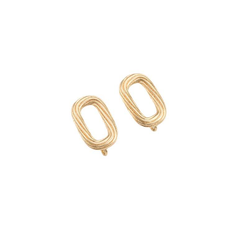 14K Gold Filled Silver Twisted Oval Hoop & Ring Stud Earrings
