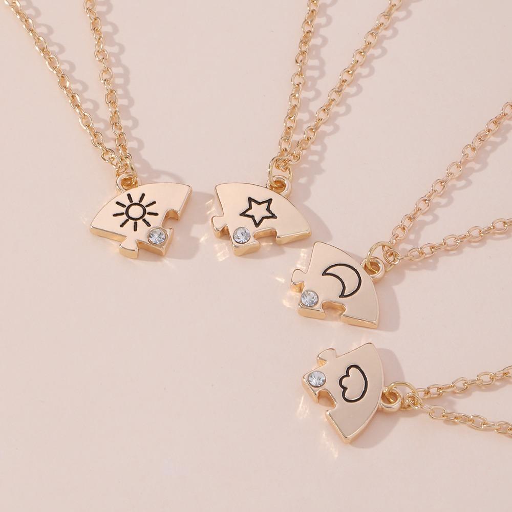 Set di gioielli da 4 pezzi Migliori Amici Per Sempre Collana Sole Luna Nuvola Stella Amicizia