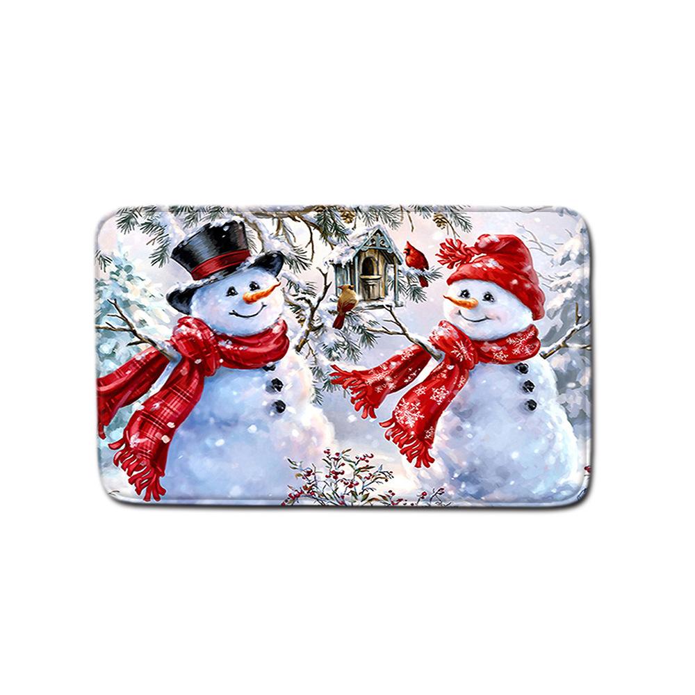 Christmas Shower Curtain Floor Mat Combination Four-Piece Set Bathroom Toilet Carpet Shower Room Mat Foot Mat