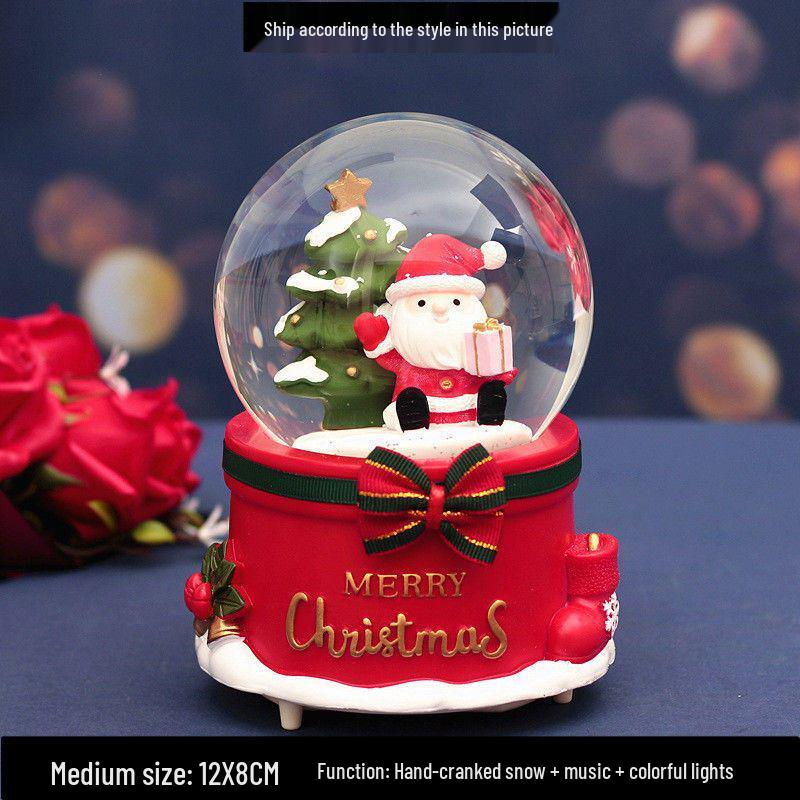 

Снежинка Санта Клаус Хрустальный шар Светящаяся музыкальная шкатулка - Подарок на Рождественский вечер для девочек и детей Original Packaging + Free Message Writing