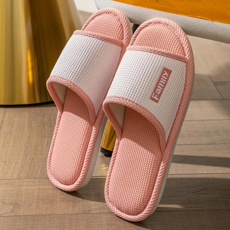 Cute Cotton Linen Slippers for Women - Silent Indoor Home Footwear for Spring and Autumn