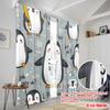 2pcs 2D Flat Printing Curtain Penguins Like Snowflakes Gift Polyester Without Electricity Festive Curtains Perfect for Indoor
