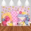 LS Spring Daisy Bus Backdrops Kids Baby Photography Props Child Adult Photocall Decors Flower Cake Smash Birthday Backgrounds