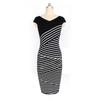 Womens Elegant Summer V Neck Stripe Bodycon Pencil Dress Perfect For Office And Party Wear
