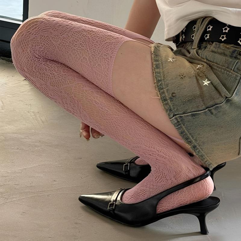 Retro Jacquard Suspender Stockings Sexy And Innocent Irregular Ripped Pantyhose Y2K Dopamine