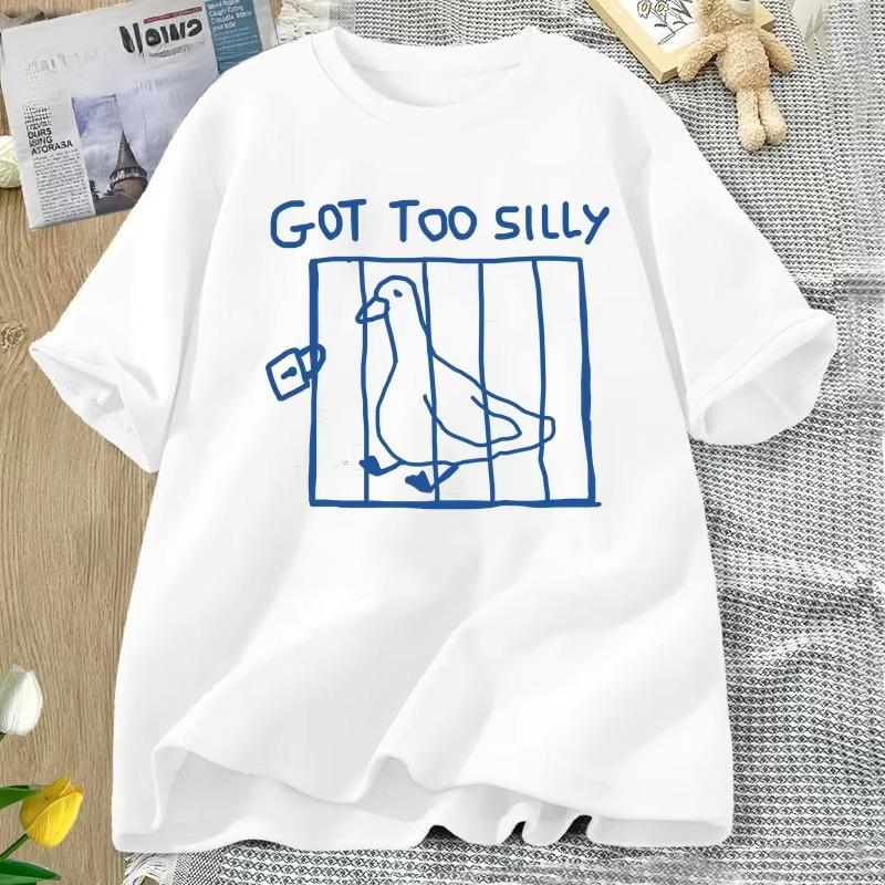 Harajuku funny silly goose printed Tshirt casual Womens Tshirt streetwear short sleeved Womens Tshirt