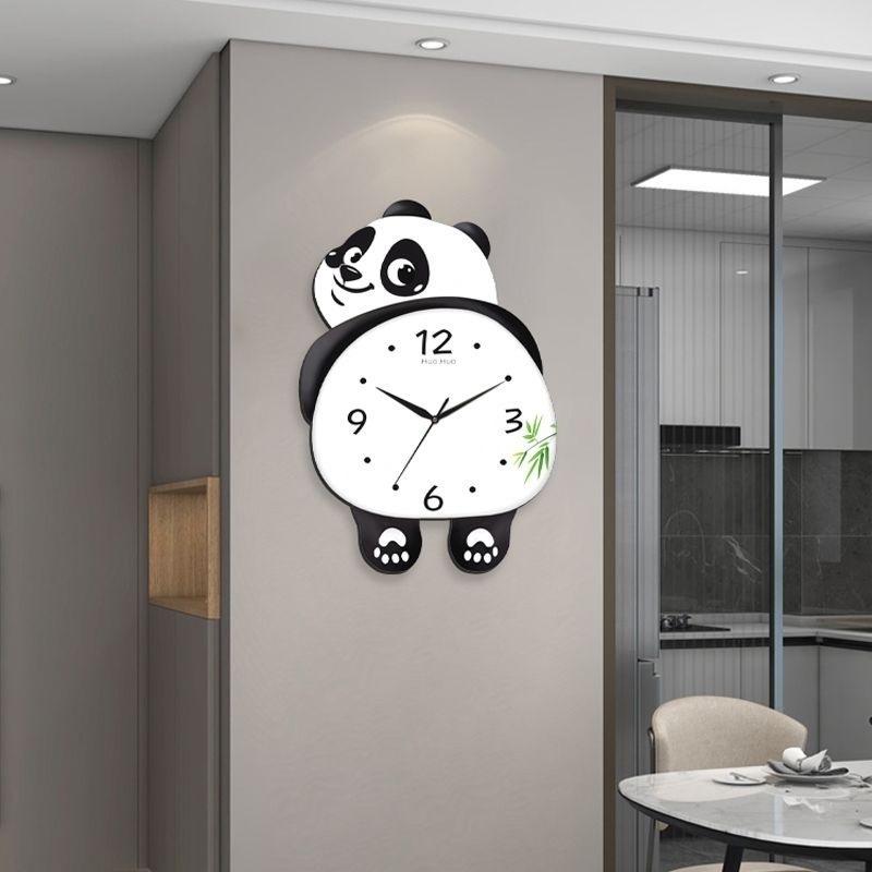 Modern Panda Pendulum Wall Clock: Silent, Creative Design for Living Room, Bedroom, or Restaurant