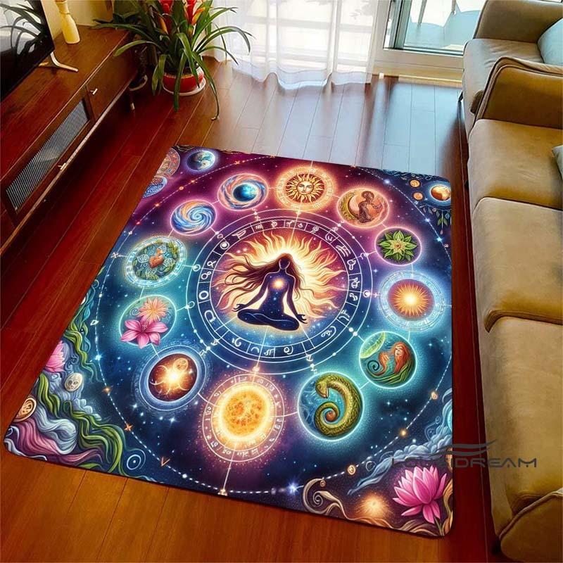 3D Rainbow 7 Chakra Rug, Bedroom Rug for Living Room, Home Sofa Decor, Kids Play Mat, Large Decor Rug, Yoga Meditation001