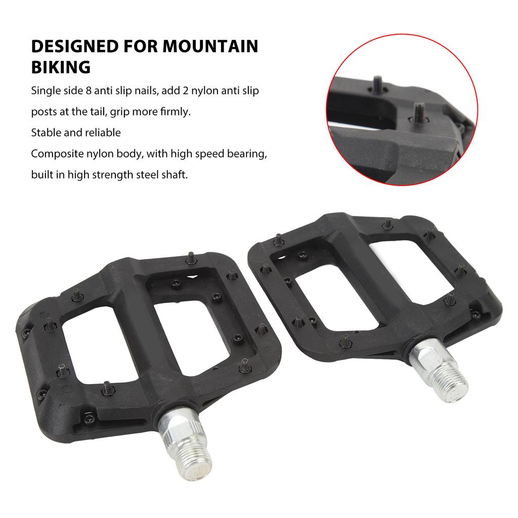 2pcs Bike Pedals Professional Mountain Road Bicycle Pedals Non Slip Nylon Bearing Bike Platform Pedals