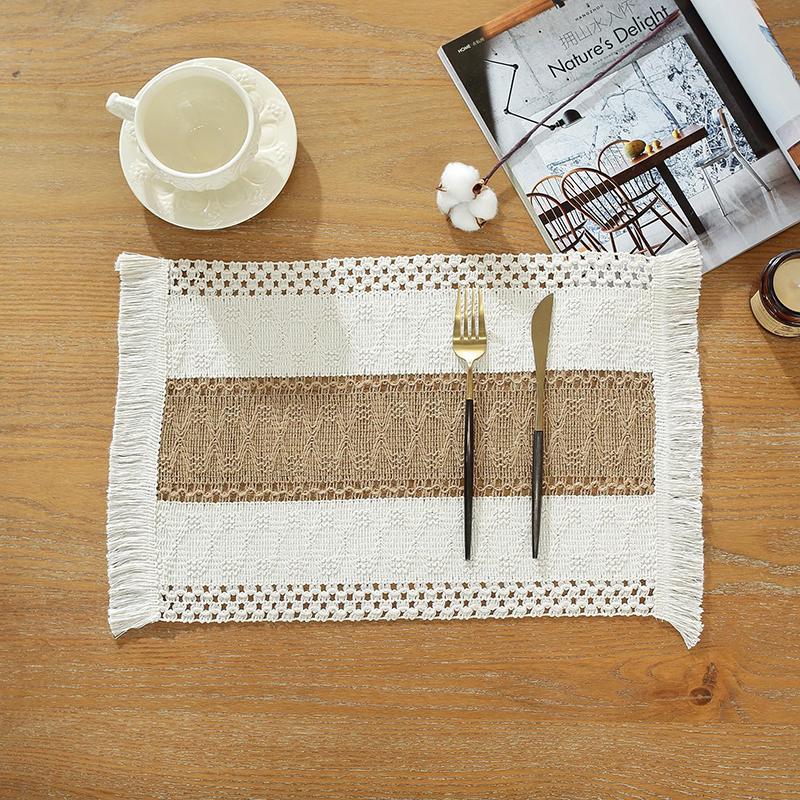 Table Cloth Placemats With Braided Tassel Boho Dining Table Mat Kitchen Pads For Home Party Wedding Decoration Coasters