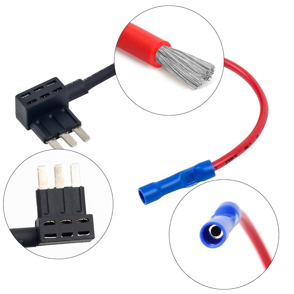 15A Car Add-a-Circuit Fuse Tap Adapter with 5 Pcs 15 Amp Micro 3 Blade Fuses Kit