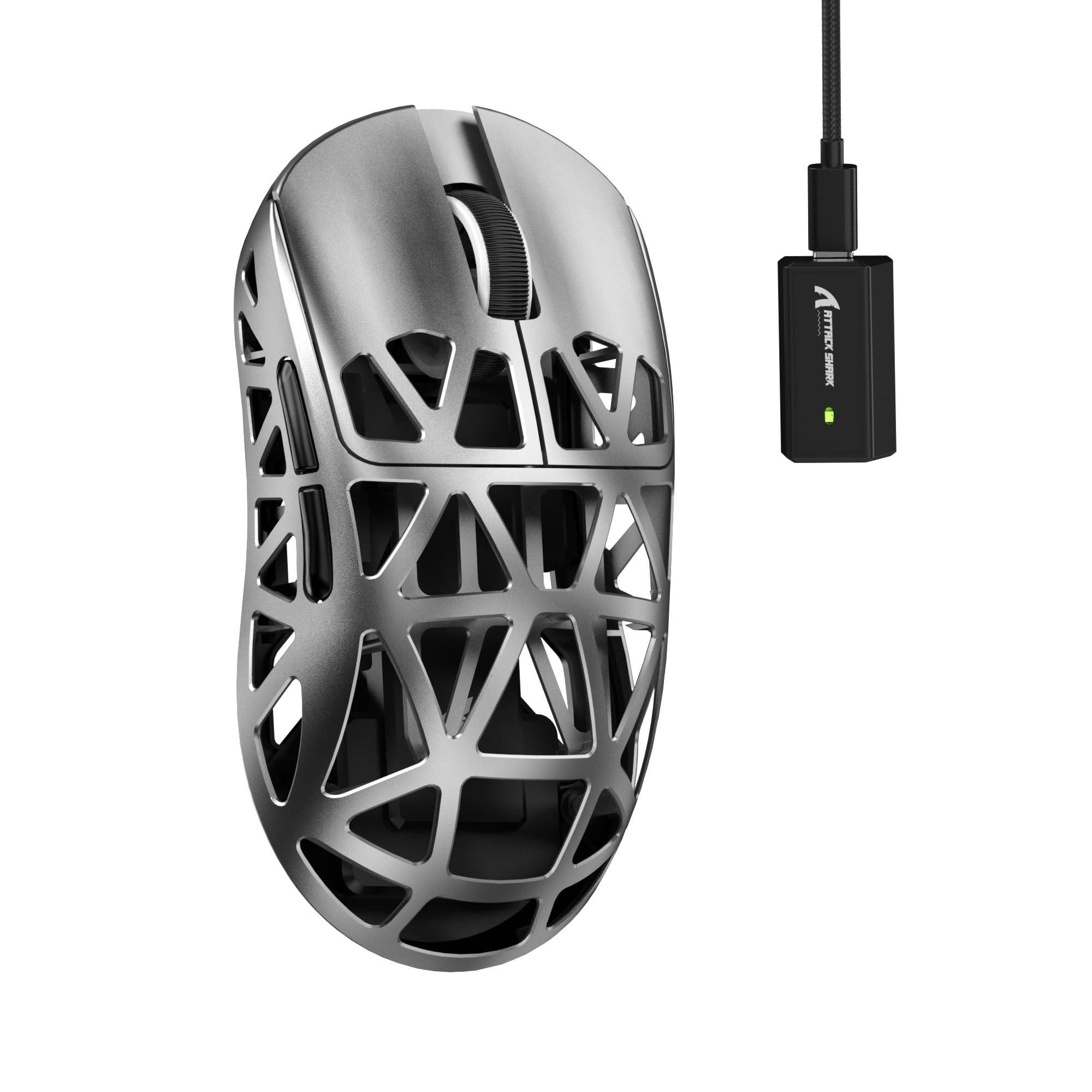 

SHARK R2 Magnesium Alloy Mouse Gaming Mouse 8k Mouse PixArt PAW3950 Optical Sensor 47g Надлегкий 3-режимний підключення Дротове двоканальне 42000 DPI 50G срібний