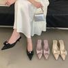 Pointed Half Slippers Pearl High Heels Sandals Summer Stiletto High Heels Temperament Bow Mullers