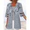 Women's Spring Summer Printed Mid Sleeve Loose Hemp Small Outer Jacket
