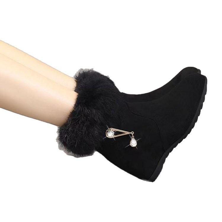 New short plush snow boots winter plush short boots inner height increase warm plush cotton shoes