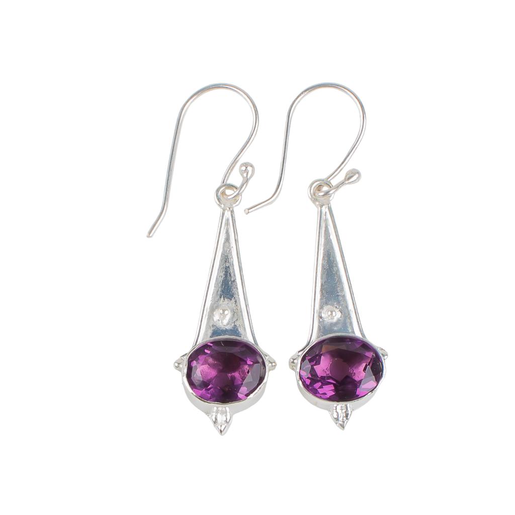 Amethyst Gemstone 925 Sterling Silver Jewelry Handmade Drop/Dangle Earrings1.80" EE-50-7