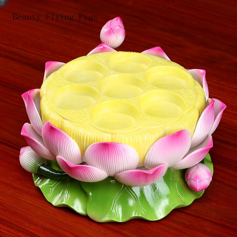 Embossed Ceramic Lotus Candlestick for Household Offerings To Buddhist Temple Elders, Butter Lamp Candlestick Feng Shui