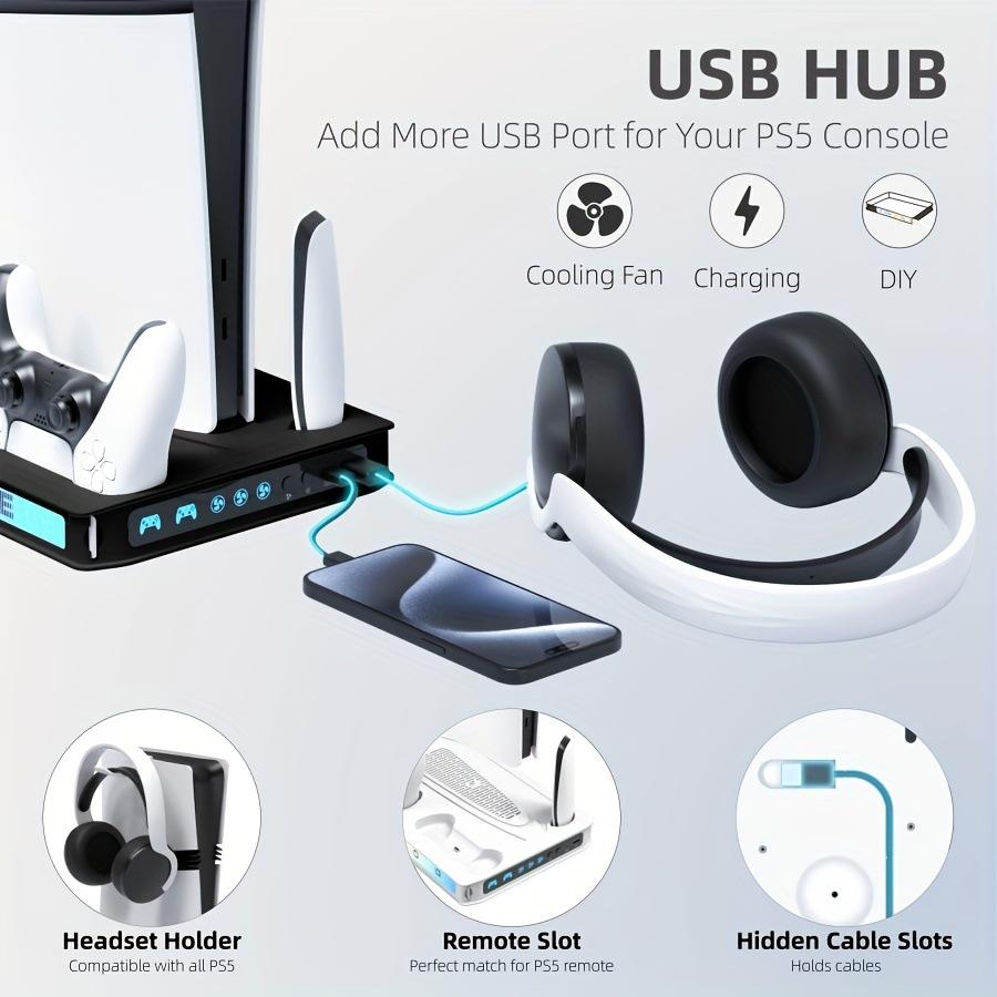 PS5 Slim/Pro Console Cooling & Charging Stand with RGB Lighting and Headphone Holder