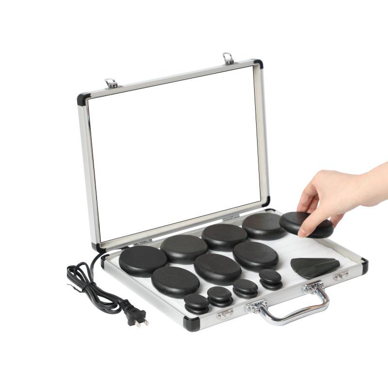 Bian Stone Heated Massage Set: 20-Piece Hot Stone Kit for Beauty Spa and Steaming Therapy