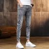Summer Light-Colored Men's Jeans Straight Cropped Casual Jeans Trendy All-Matching Spring Summer Slim-Fit Long Skinny