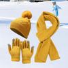 3 Pcs/Set Men Winter Hat Scarf Gloves Set Thick Knitted Warm Elastic Ear Five Fingers Windproof Winter Outdoor Cyclin