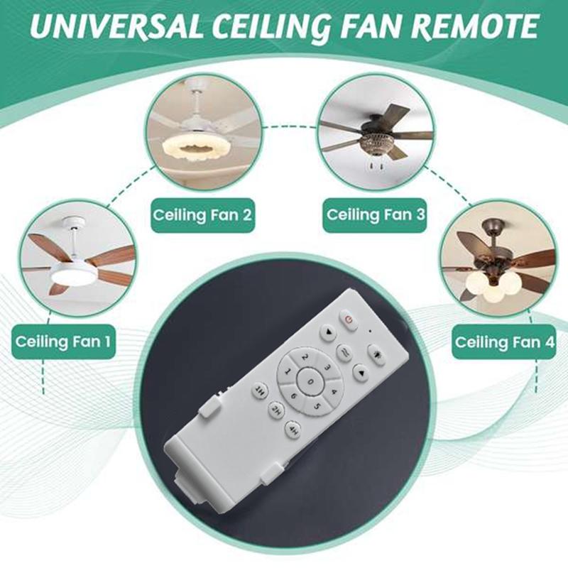 Kit de Control Remoto Universal para Ventilador de Techo Bajo Voltaje 40w DC Controladores Driver para Luz de Ventilador 6 Velocidades y Temporizador Remoto