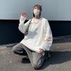 Autumn Men's Hole-Knit Sweater: New Lazy Style Pullover in Black or White