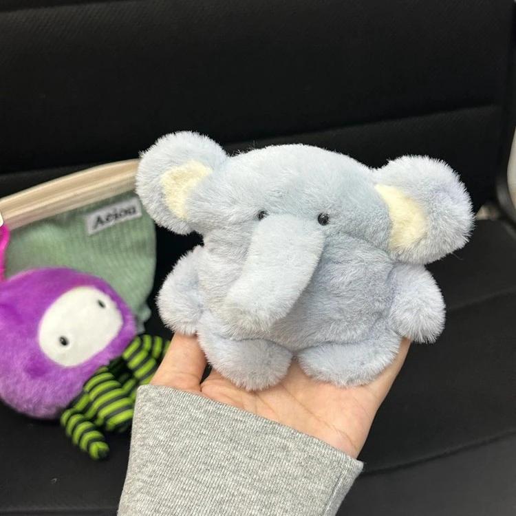 Lovely Blue Furry Elephant Plush Earphone Protective Case for AirPods 1 2 3 Pro Cute Girl Kids Bluetooth Earphone Drop Protector