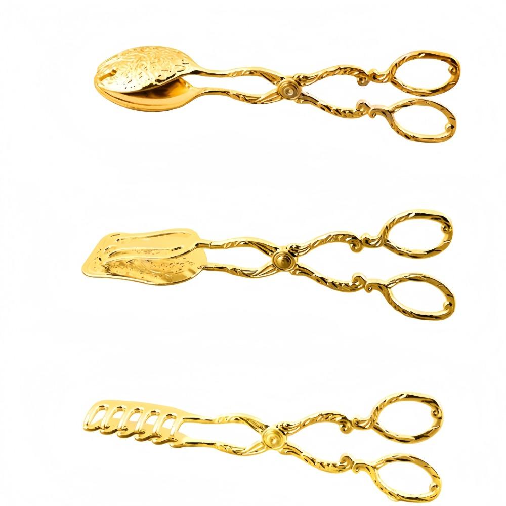 Gold-plated Cake Clip Embossed Pastry Clamp Gorgeous Fruit Salad Clip  Dessert