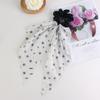 Versatile Floral Ribbon Bow Hair Tie - Korean Style Hair Accessory with Small Flowers for Women's Ponytails