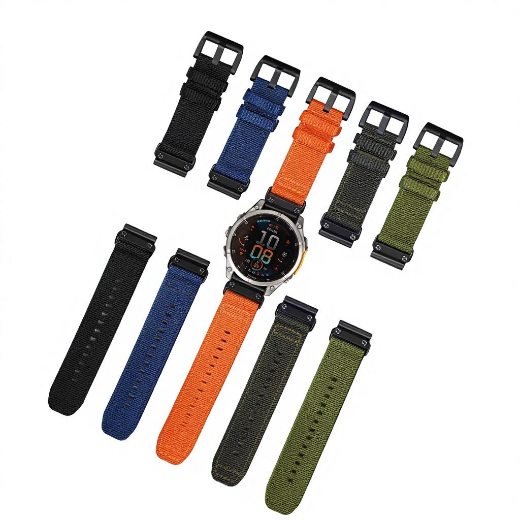 For Garmin Fenix 7 Pro 8 Canvas Strap Tactix 8 Nylon Strap Pin Buckle 20/22/26mm Watch Band