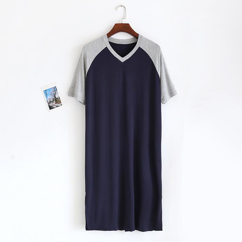 Pigiami da Uomo Estivi Sottili in Modal Monopezzo Vintage Pigiami Cuciture di Mezza Lunghezza Loungewear Pigiami Scollo a V Loungewear