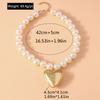 Exaggerated Imitation Pearl Beads Necklace for Women CCB Big Heart Pendant Choker Necklace Jewelry Gift