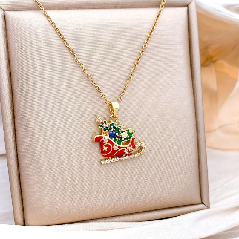 Christmas Necklace Women Titanium Steel Festive Design Trendy Accessory