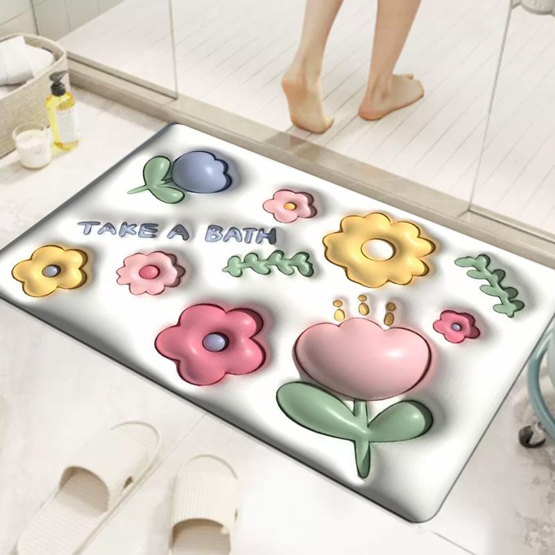 

3D расширяющийся цветочный мягкий диатомовый грязевой абсорбирующий противоскользящий коврик для ванной комнаты 60x90 cm Diatom Mud 3.5