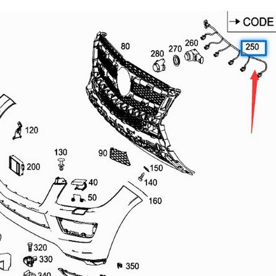 Front Bumper PDC Sensor Wiring Harness for Mercedes-Benz GL/GLS W166