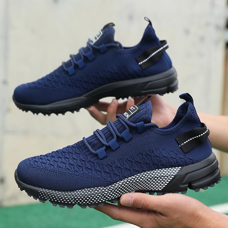 Men Sports Shoe Summer Mesh Breathable Lightweight Running Sneakers Youth Running Sports Leisure Flat Bottomed Lace Up Sneakers