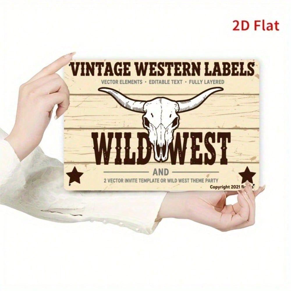 

Metal Wall Art GATLIN Wild West Iron Sign for Bar Decor