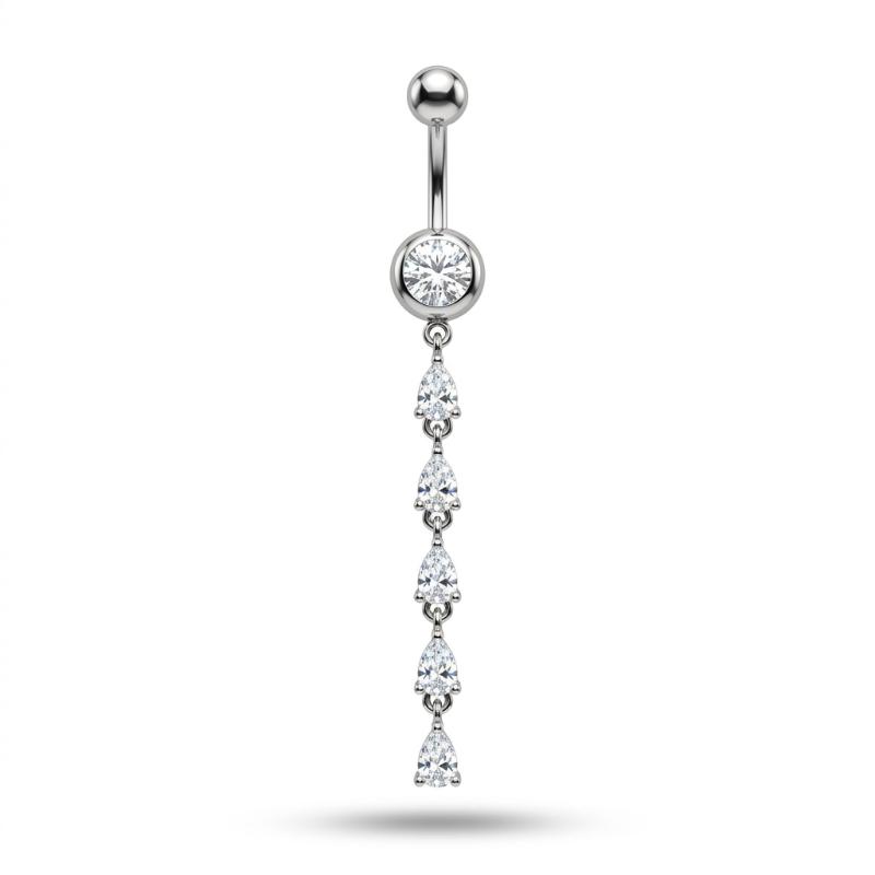 Butterfly Zircon Dangle Belly Button Ring Stainless Steel Hypoallergenic Navel Piercing Jewelry for Gift Giving