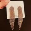 2 Curved Women's Pendant Earrings, Elegant Rhinestone Tassel Long Earrings, Gorgeous Jewelry, Date Gift-4019