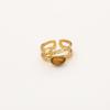 24K Gold-Plated Tiger Eye Adjustable Open Ring - Exquisite, High-End Fashion