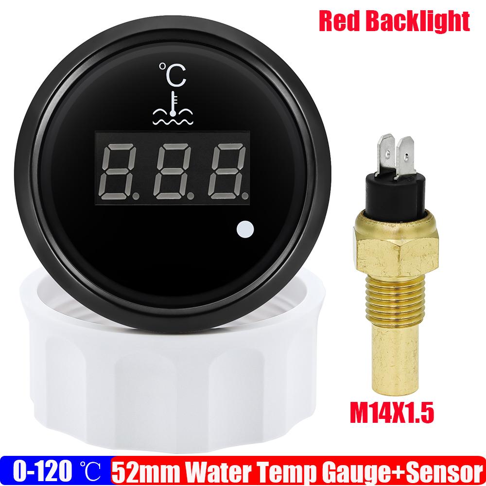 Red Light 0~120℃ Water Temp Meter+Sensor Digital Water Temperature Gauge with Alarm for Car Marine Yacht Boat 12V 24V ized