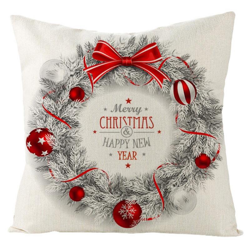 New Christmas Snowman Christmas Tree Linen Pillow Cover Festive Home Sofa Pillow Cover