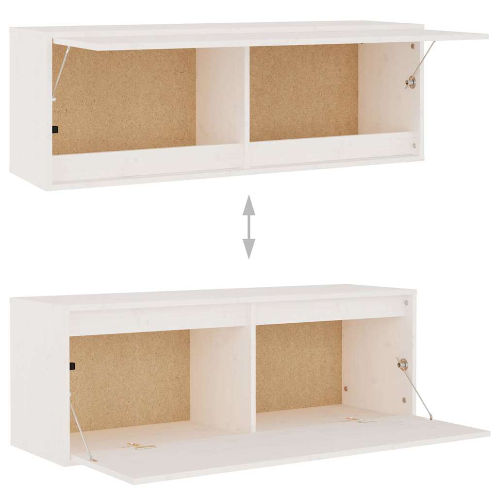 3 Piece TV Cabinet Set White Solid Pine Wood